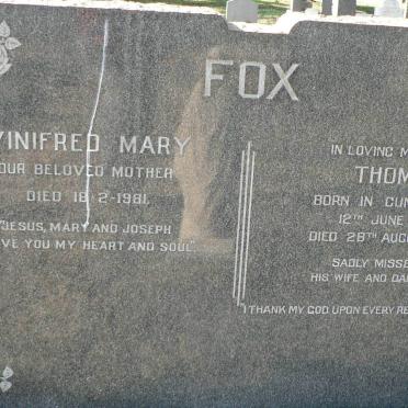 FOX Thomas 1893-1958 &amp; Winifred Mary -1981