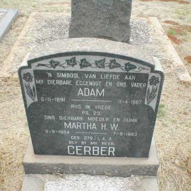 GERBER Adam 1891-1967 &amp; Martha H.W. 1904-1983