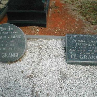 GRANGE Joseph Jakobus, le 1922-1988 &amp; Johanna Louisa Petronella 1929-1977