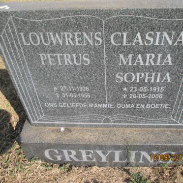 GREYLING Clasina Maria Sophia 1915-2006 :: GREYLING Louwrens Petrus 1936-1956