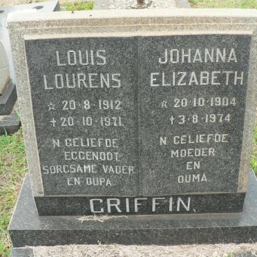 GRIFFIN Louis Lourens 1912-1971 &amp; Johanna Elizabeth 1904-1974