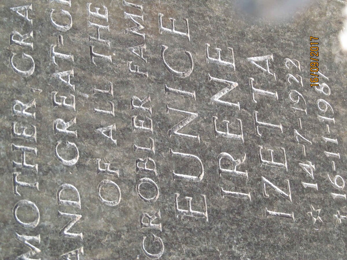 GROBLER Antonie Christoffel 1918-1993 &amp; Eunice Irene Izetta 1922-1987