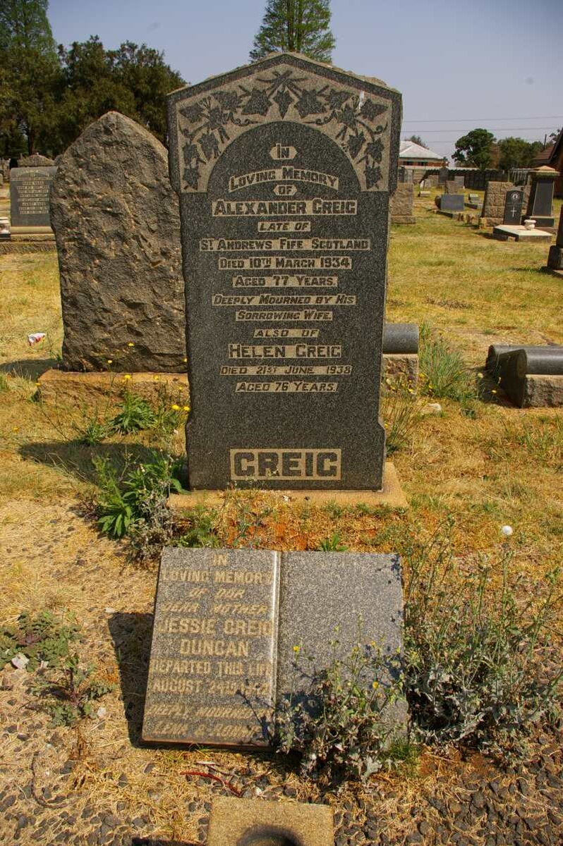 GREIG Alexander -1934 &amp; Helen -1938 :: DUNCAN Jessie Greig -1942