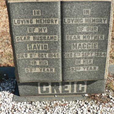 GREIG David -1945 &amp; Maggie -1984