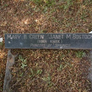 GREEN Mary H. nee KNOX :: BOSTOCK Janet M. nee KNOX