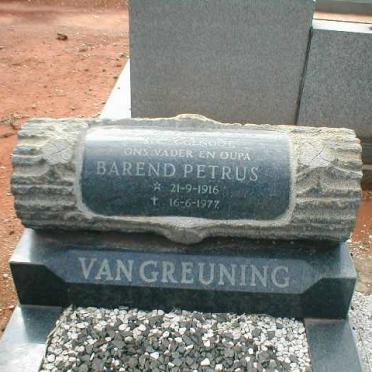 GREUNING Barend Petrus, van 1916-1977
