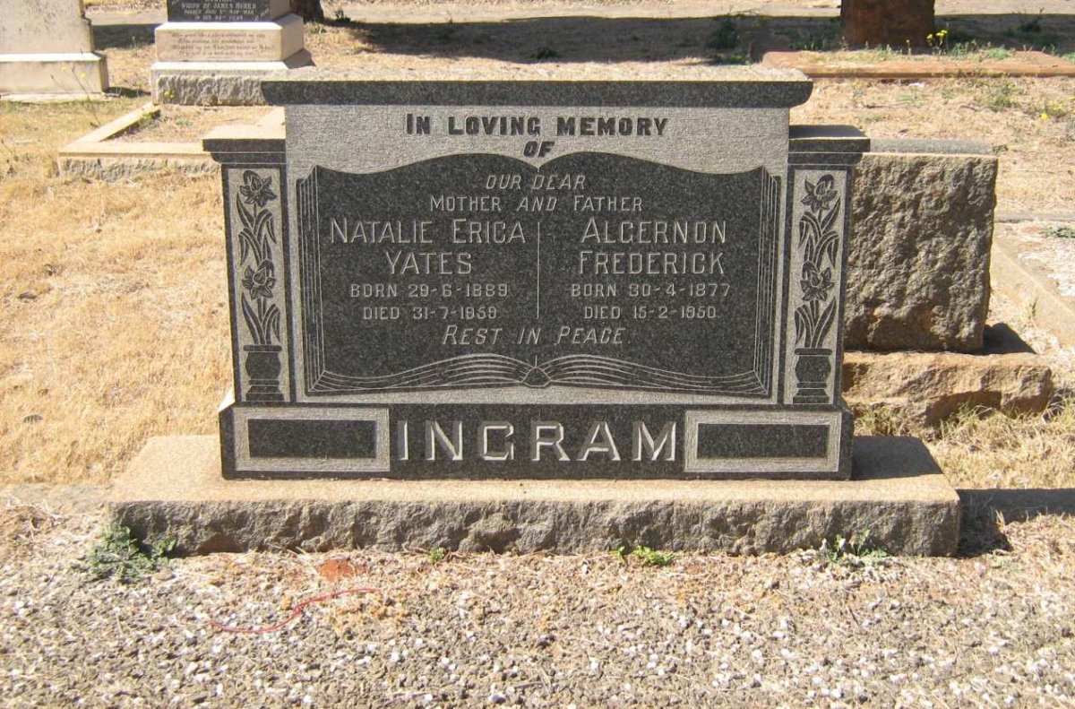 INGRAM Algernon Frederick 1877-1950 &amp; Natalie Erica YATES 1889-1959
