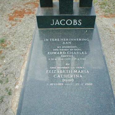 JACOBS Edward Charles 1914-1988 &amp; Elizabeth Maria Catherina 1912-2000