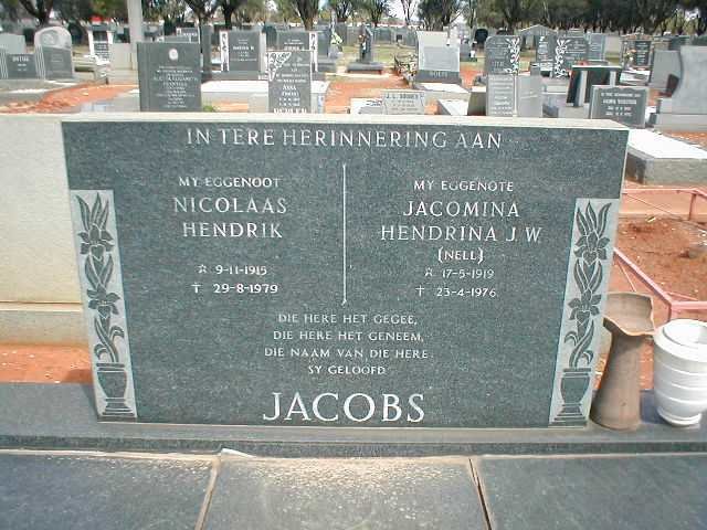 JACOBS Nicolaas Hendrik 1915-1979 &amp; Jacomina Hendrina J.W. NELL 1919-1976