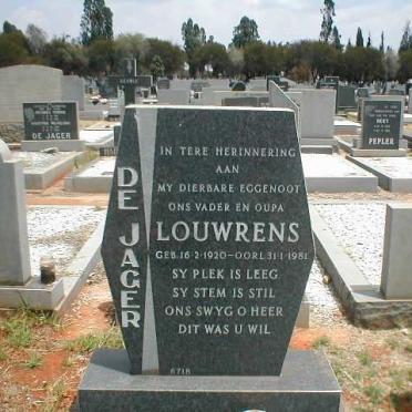 JAGER Louwrens, de 1920-1981