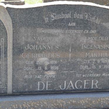 JAGER Johannes Gerhardus, de 1891-1956 &amp; Ingenasina Martha 1893-1962