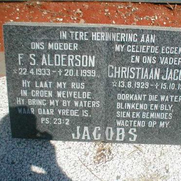 JACOBS Christiaan Jacobus 1929-1973 &amp; F.S. ALDERSON 1933-1999