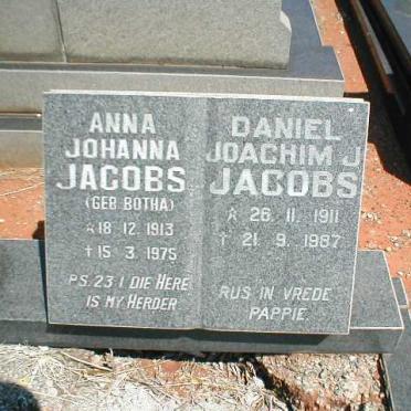 JACOBS Daniel Joachim J. 1911-1987 &amp; Anna Johanna BOTHA 1913-1975