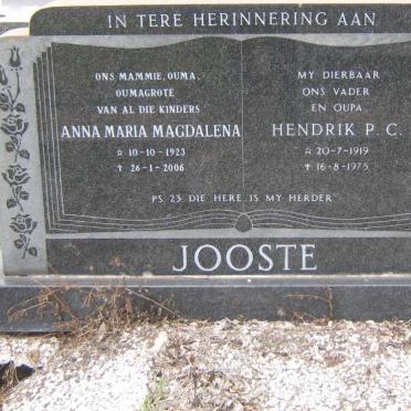 JOOSTE Hendrik P.C. 1919-1975 &amp; Anna Maria Magdalena 1923-2006