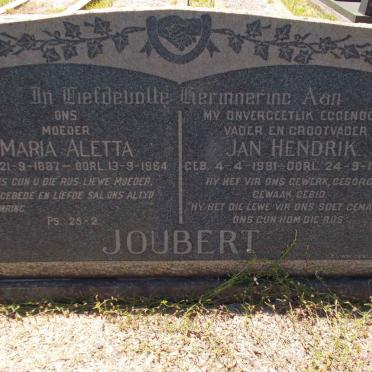 JOUBERT Jan Hendrik 1881-1958 &amp; Maria Aletta 1887-1964