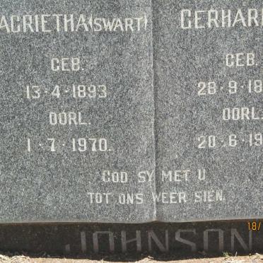 JOHNSON Gerhardus 1885-1958 &amp; Magrietha SWART 1893-1970