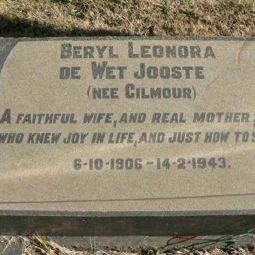 JOOSTE Beryl Leonora de Wet nee GILMOUR 1906-1943