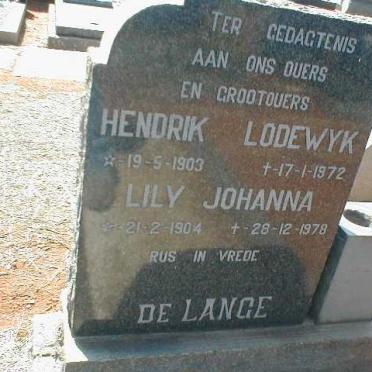 LANGE Hendrik Lodewyk, de 1903-1972 &amp; Lily Johanna 1904-1978