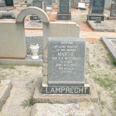 LAMPRECHT Martie nee V.D. WESTHUIZEN 1912-1950