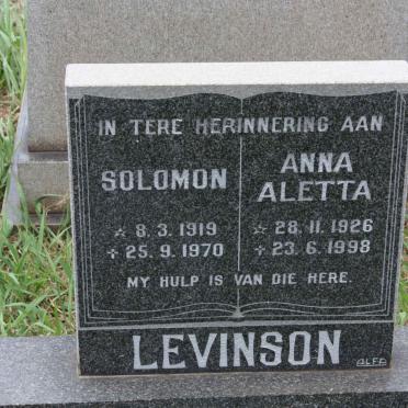 LEVINSON Solomon 1919-1970 &amp; Anna Aletta 1926-1998
