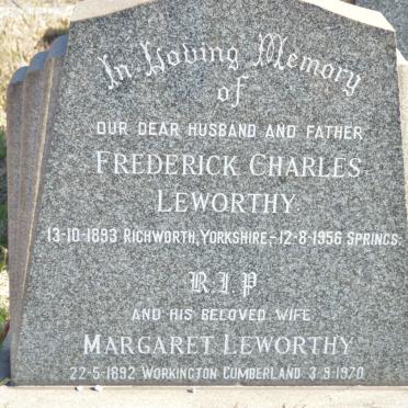 LEWORTHY Frederick Charles 1893-1956 &amp; Margaret 1892-1970