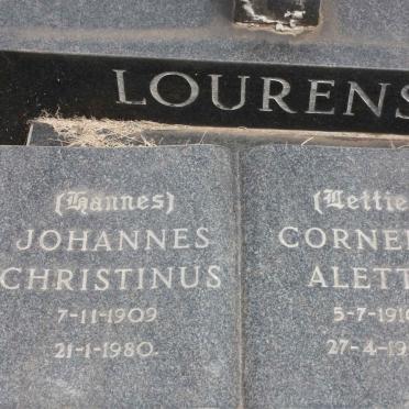 LOURENS Johannes Christinus 1909-1980 &amp; Cornelia Aletta 1910-1986