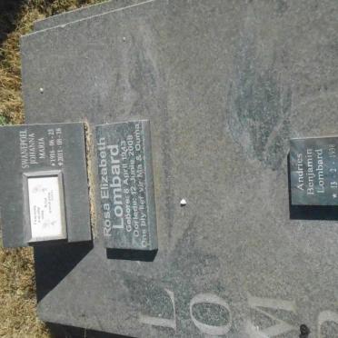 LOMBARD Andries Benjamin 1938-1998 &amp; Rosa Elizabeth 1943-2008 :: SWANEPOEL Johanna Maria 1916-2011