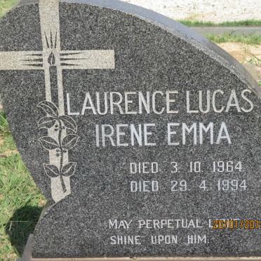 LUCAS Laurence -1964 &amp; Irene Emma -1994