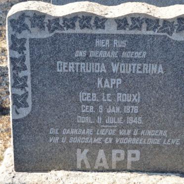 KAPP Gertruida Wouterina nee LE ROUX 1876-1945