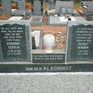 KLASHORST Gerrit Hendrik, van der 1912-1976 &amp; Susanna Cecilia 1916-2001