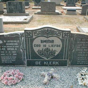 KLERK David Nicolaas, de 1916-1966 &amp; Alice Ursula 1923-2001