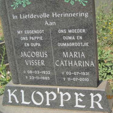KLOPPER Jacobus Visser 1932-1985 &amp; Maria Catharina 1931-2010