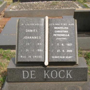 KOCK Daniel Johannes, de 1937-1980 &amp; Wenzelina Christina Petronella 1927-2009