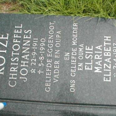KOTZE Christoffel Johannes 1911-1990 &amp; Elsie Maria Elizabeth 1917-1997