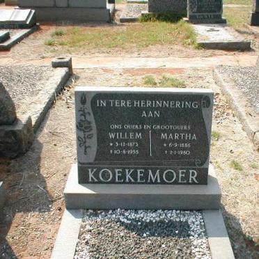 KOEKEMOER Willem 1873-1955 &amp; Martha 1886-1980