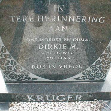KRUGER Dirkie M. 1939-1989