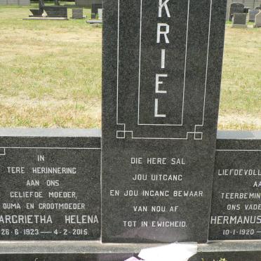 KRIEL Hermanus Jacobus 1920-1972 &amp; Margrietha Helena 1923-2015