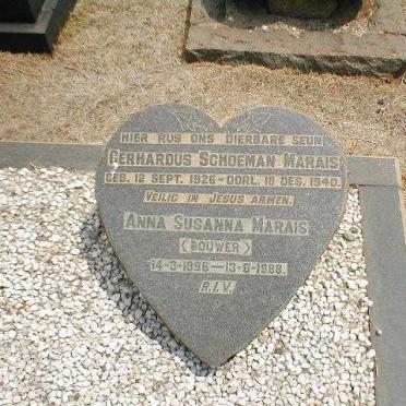 MARAIS Anna Susanna nee BOUWER 1896-1988 :: MARAIS Gerhardus Schoeman 1926-1940