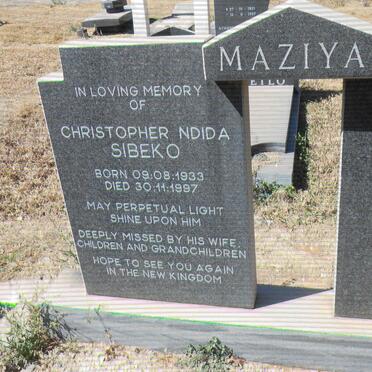 MAZIYA Christopher Ndida Sibeko 1933-1997