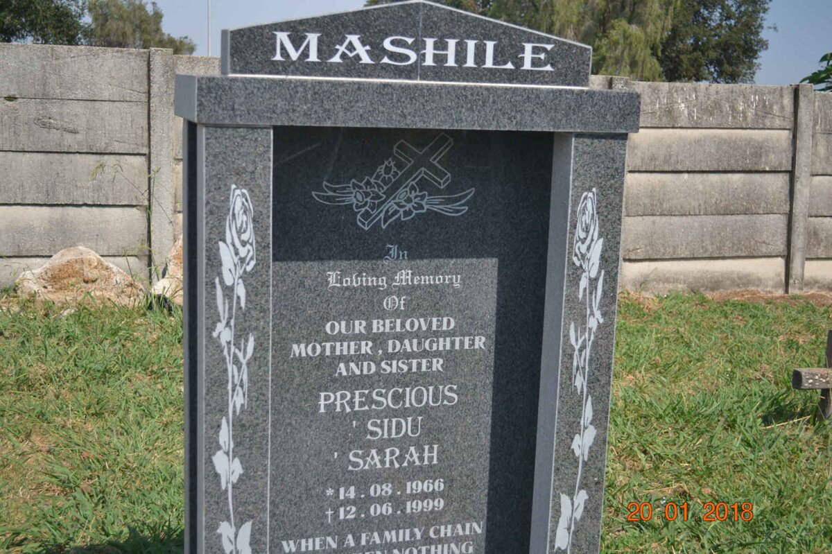 MASHILE Prescious Sidu Sarah 1966-1999
