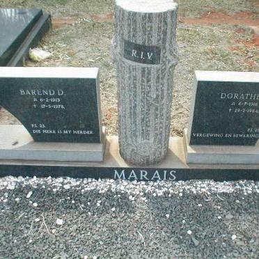MARAIS Barend D. 1913-197? &amp; Dorathea M. 1916-1984