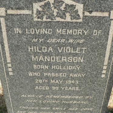MANDERSON Hilda Violet nee HOLLIDAY -1943