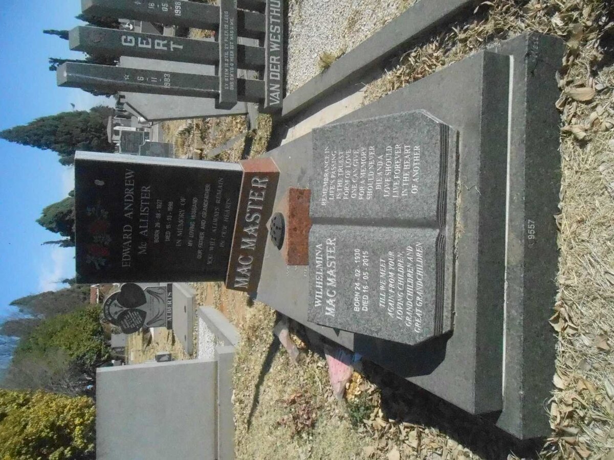 MacMASTER Edward Andrew Mc Allister 1927-1998 &amp; Wilhelmina 1930-2015