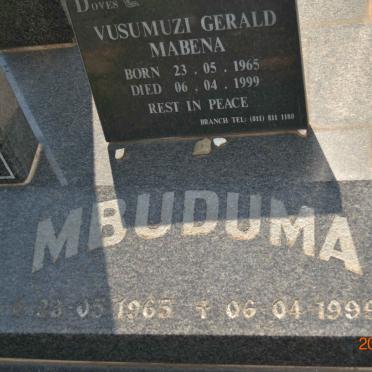 MBUDUMA Vusumuzi Gerald Mabena 1965-1999