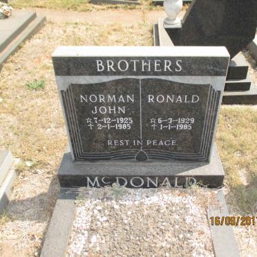 McDONALD Norman John 1925-1985 :: McDONALD Ronald 1929-1985