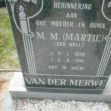 MERWE M.M., van der nee NELL 1938-1991