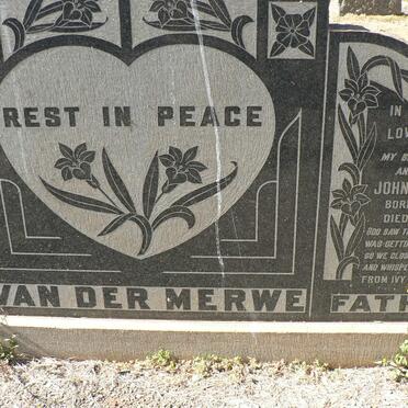 MERWE John Joseph, van der 1903-1965