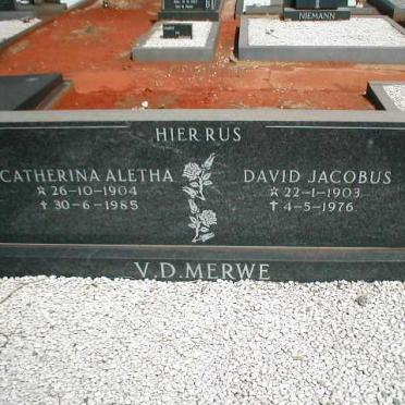 MERWE David Jacobus, van der 1903-1976 &amp; Catherina Aletha 1904-1985