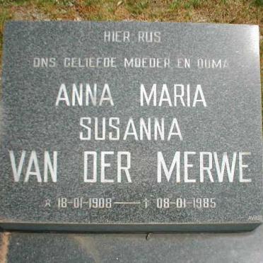 MERWE Anna Maria Susanna, van der 1908-1985