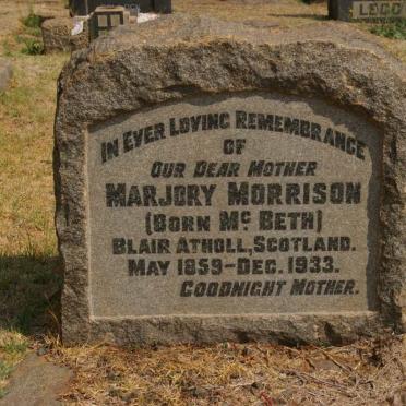 MORRISON Marjory nee Mc BETH 1859-1933